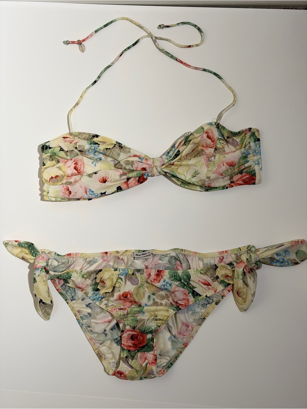 Miu Miu Floral Halter Bikini Set – Size 46 (IT) – Multicolor Floral Print